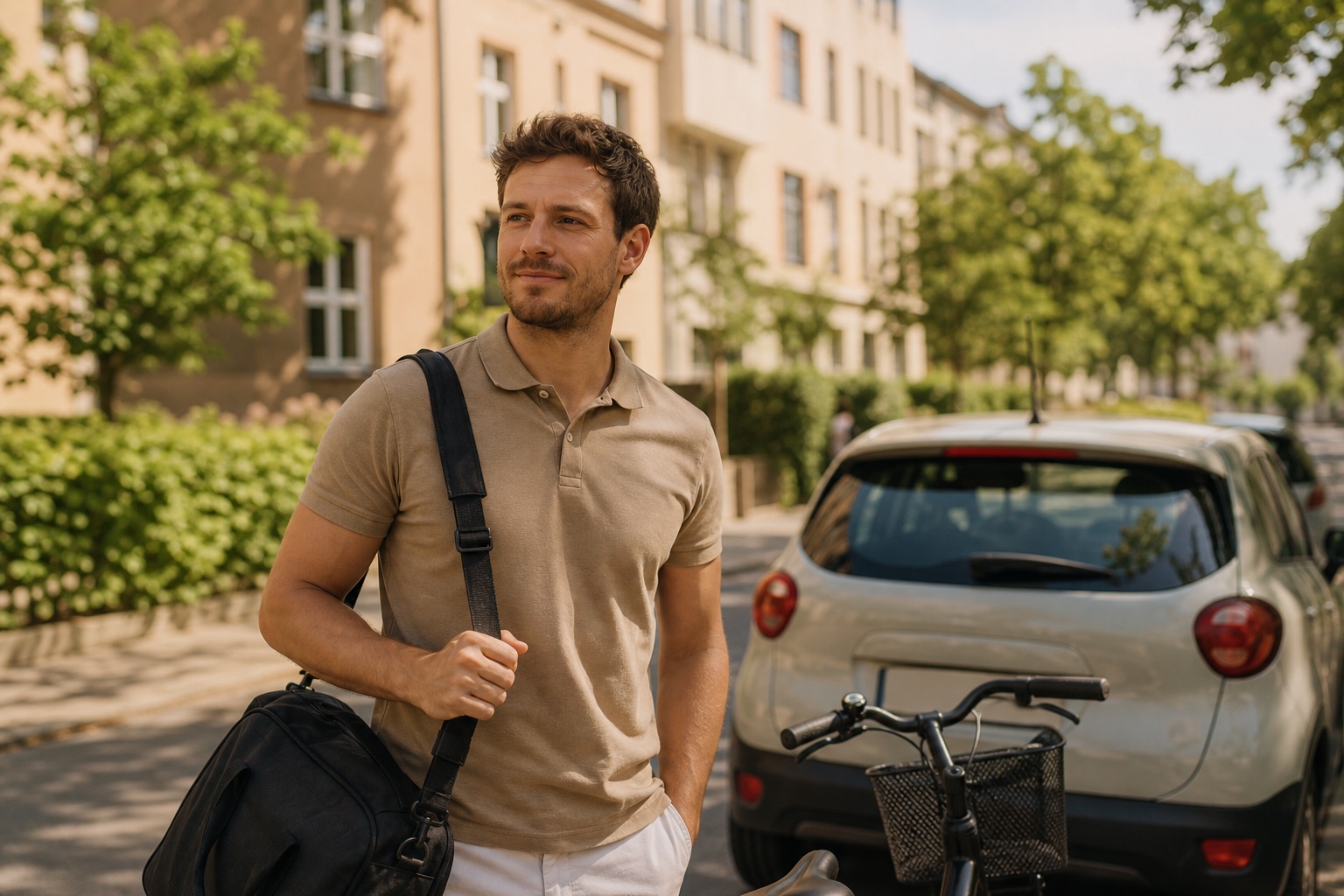 Mobiler Physiotherapeut unterwegs zwischen Hausbesuchen