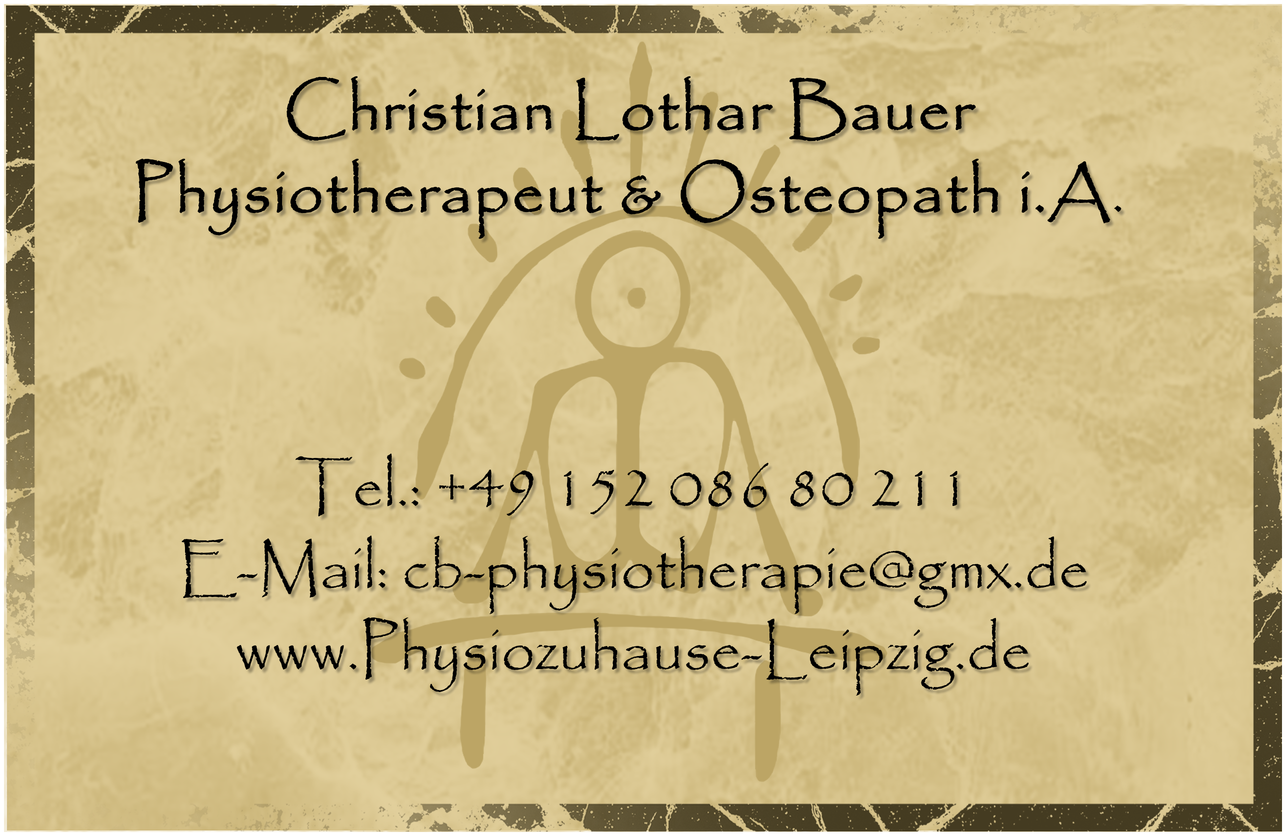 Visitenkarte Rückseite mit Kontaktdaten von Christian L. Bauer